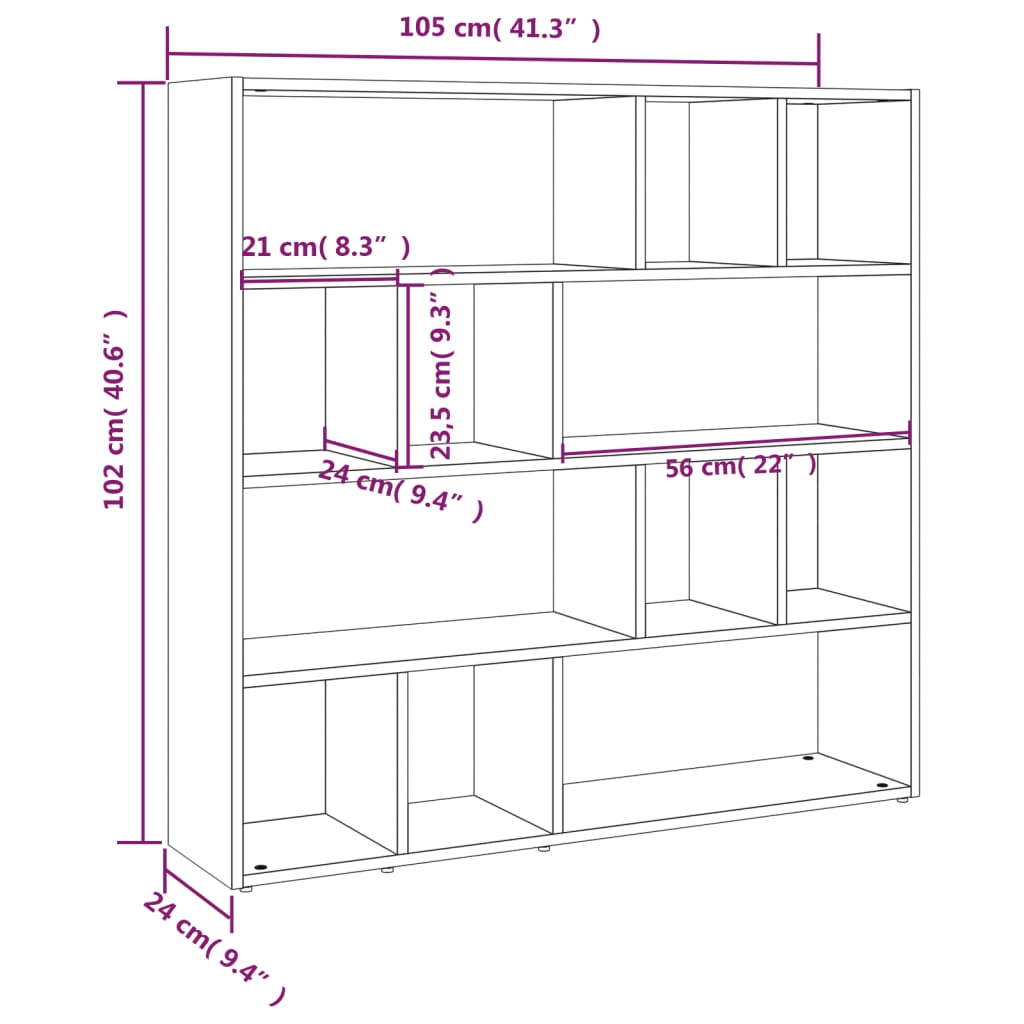 Book Cabinet/Room Divider White 105x24x102 cm